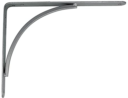 Amig - Regalwinkel Edelstahl Mod. 10 | Metallwinkel für Regale | Regalhalterung | Farbe: Metallisches Grau | Maße: 250 x 200 mm | Empfohlenes max Gewicht: 65 kg