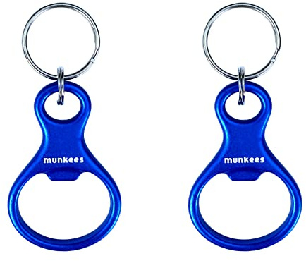 munkees, portachiavi apribottiglie Achter in alluminio di alta qualità, ad anello, codice articolo 3407, alluminio, Doppelpack Blau