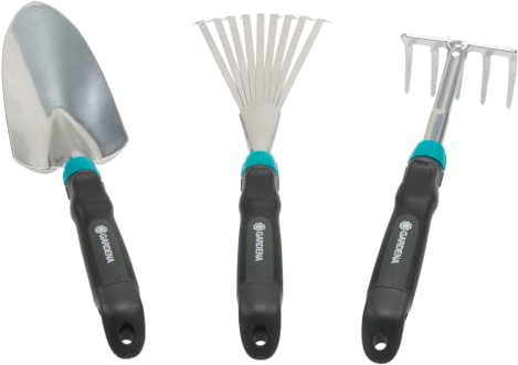GARDENA Set de Herramientas Comfort Contenido; 1 Pala transplantadora Comfort, Rastrillo de Mano Comfort y Rastrillo de césped Comfort En Set de 18 Unidades