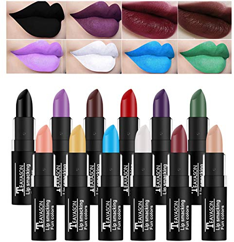 12 Colours Vintage Waterproof Vivid Vampire Matte Lipstick Set, BEEXY Long Lasting Velvet Lip Stick for Party, Masquerade, Cosplay, Halloween Makeup