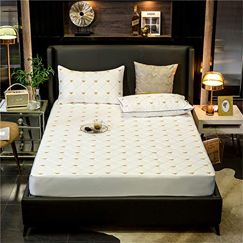 YCDZ Funda Protectora De Colchón, Antialérgica, Transpirable, Antiinsectos Y ácaros, Sin Olor, Apta para Todo Tipo De Camas (Perla Blanca,180x200x30cm)