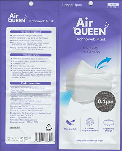 AIRQUEEN Authentic [50 Pack] 3-Layers Nano-Filter Face Safety Mask for Adult [Individually Packaged] [Made in South Korea]