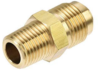 sourcing map Brass Pipe Fitting, 3/8 SAE Flare to 1/4NPT Male Thread, Tubing Adapter Hose Connector, for Air Conditioner Refrigeration