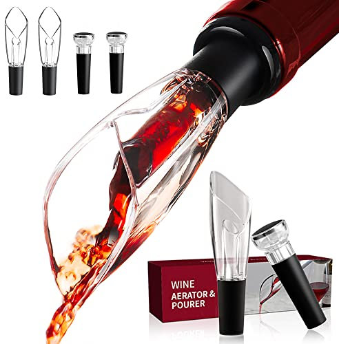 Weinausgießer und Stopper, Weinbelüfter, Ausgießer für Likörflaschen, Vakuum-Wein-Pumpe, hält frisch, Weinausgießer, kein Tropfen mit Weinausgießer, belüfteter Ausgießer mit Dekantierauslauf