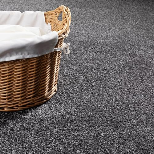 Steffensmeier Teppichboden Cambridge | Meterware Auslegware Wohnzimmer Schlafzimmer Kinderzimmer | anthrazit | 500x500 cm