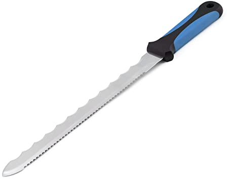 MIVOS Coltello Isolante Professionale Con Lama Affilata in Acciaio Inox, Doppio Taglio, 280 mm, in Lana Isolante Con Lama Seghettata da 28 cm