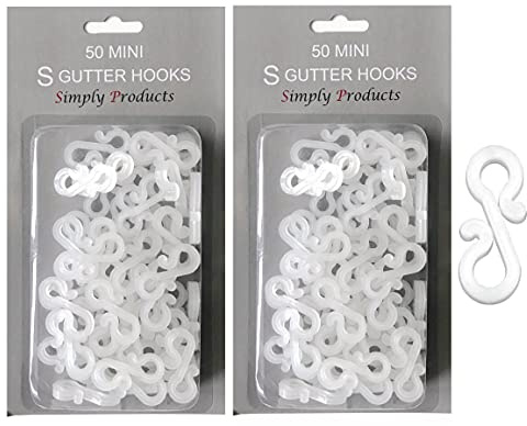 Simply Products Christmas S Mini Gutter Hooks Weatherproof Plastic for Hanging String Lights/Rope Lights Gutter Clips (Clear)… (Pack of 100)