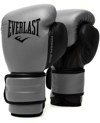 Guantes de Boxeo Everlast Powerlock 2R 14oz, Carbón, para Saco y Sparring, Soporte de Muñeca Avanzado, Espuma Cuádruple, Agarre Ergonómico - Equipo Auténtico