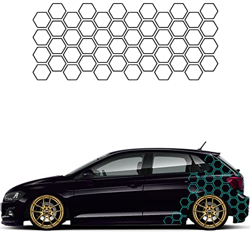 1A Style Sticker Auto Waben Offen Aufkleber Autodekor Tuning KFZ Seitenaufkleber Hexagon Wohnwagen Premium Folie (Türkis)