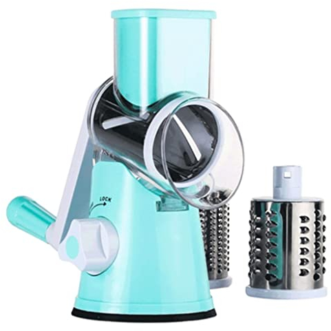 QHLOM Cheese Shredders Spin Cheese Grater 3in1 With Hand Guard+Storage Multifunctional Rotary Cheese Grater Removable Cheese Grater Grinder (Color : Green)