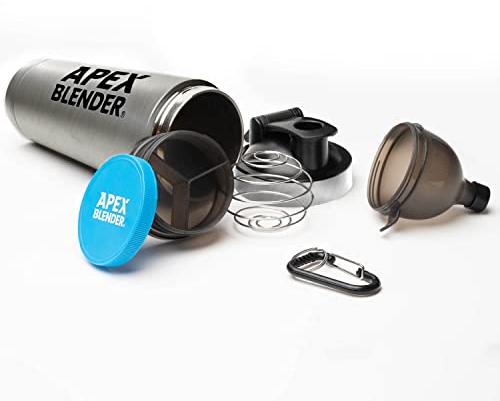 Protein Shaker Bottle - 750ml Stainless Steel, Ultimate Silver Color - Leak-Proof, BPA-Free, Clump-Free Mixer Ball & Powder Funnel - Perfect for Gym, Pre/Post-Workout - Stylish & Durable Metal Shaker