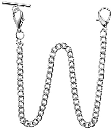 Create idea Chaîne de Gilet Montre de Poche avec Barre en T et Fermoirs de Homard Placage Chaîne de Montre en Métal Classique 14 Pouces Remplacement