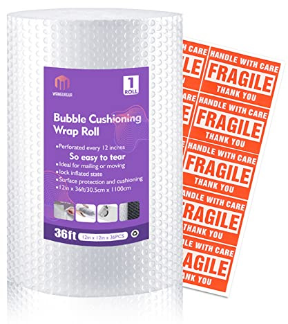 1-pack 30 cm x 91 cm bubbelförpackningsomslag för förflyttning av tillbehör, förpackningsmaterial för småföretag, bubbeldämpande omslagsrulle perforerad var 30 cm för att flytta lådor, frakttillbehör