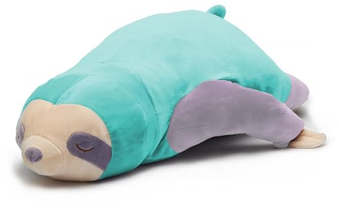 Nuffeldöns Faultier Kissen Kuscheltier Nackenkissen Stillkissen Schwangerschaftskissen für Kinder Stofftier sehr weich und flauschig (Türkis, 80)