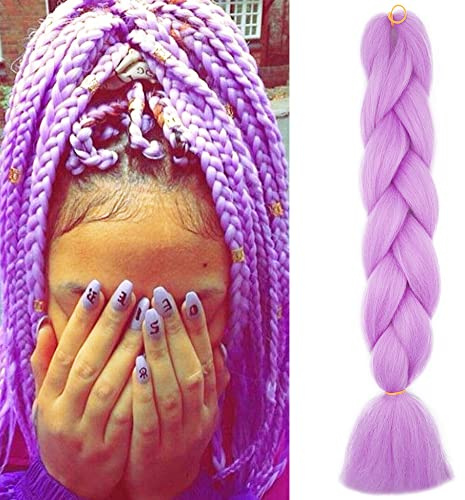 Treccine Extension Capelli Sintetici per Treccine Africane 1 Ciocche Trecce Jumbo Braiding Hair, Viola chiaro