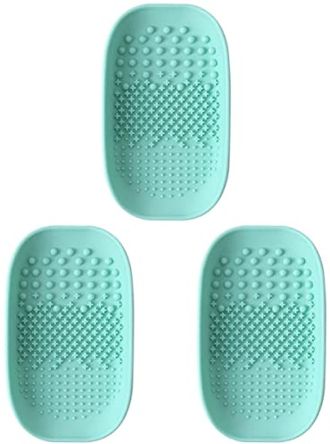 FRCOLOR 3pcs Makeup Brush Cleaning Plate Brush Washing Dish Handheld Cleaning Pad Scrub Board for Women Light