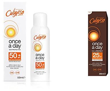 Calypso Once a Day Sun Protection Lotion with SPF 50 and Once A Day Tan & Protect SPF25-200 ml CALC25TAN