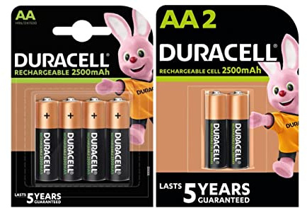 Duracell Piles Rechargeables AA, 2500mAh - 6 Piles