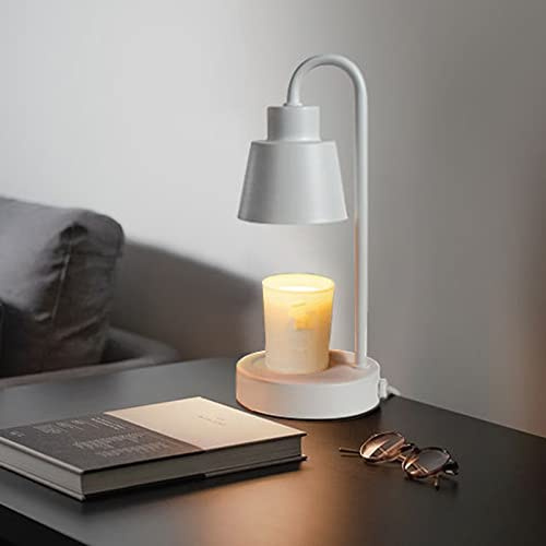Electric Wax Warmer Lamp, Fragrance Candle Warmer, Candle Warmer Lamp, Dimmable Candle Melter with Dial Control and 2 Bulbs, Candle Warmer Lantern No Flame Top Down Candle Melting(110v White)