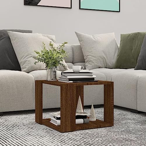 Homgoday Table basse avec espace de rangement, table de salon, table basse, table à thé, pour salon, bureau, canapé, aspect chêne marron, 40 x 40 x 30 cm, en matériau dérivé du bois