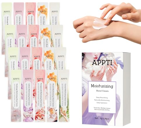 APPTI Moisturising Hand Cream, 4g Hand Lotion for Extremely Dry, Cracked Hands, Travel Size Hand Cream, Variety Fragrance (Multi Color (20P))