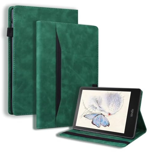 Beajew Hülle für Amazon Kindle Scribe 10.2 (2022)/Kindle Scribe 10.2 (2024) mit Stifthalter, Unterstützt Touch-ID, PU Leder Folio Case Stoßfest mit Tasche und Auto Wake, Multi-Winkel Ständer - Grün
