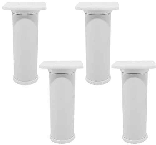 STOLMET Verstellbare Möbelfüße 4 Stücke Höhe 100 mm Höhenverstellbar Schrankfüße Robust Schrank Sofa Möbelbeine Stahl Weiß Matt
