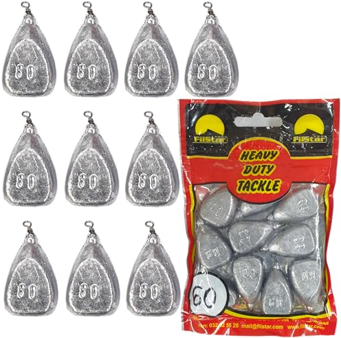 PRO FILSTAR Flach Grundblei Angeln Set 10 x 60g - Blei Angeln mit Wirbel - Angel Bleie Set - Grundangeln - Birnenblei - Blei Gewicht - Angelblei - Flat Fishing Weights - Bleigewichte – Karpfenblei Kit