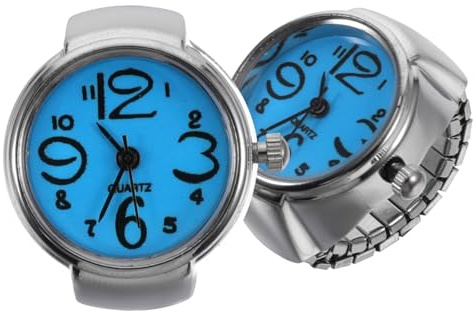 SAFIGLE 2stücke Mini-ringuhr Für Damen Blau Ringuhren Mit Großen Ziffern Ringuhr Für Mädchen Und Herren Als Zeitansage Accessoire