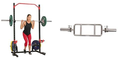 Sunny Health & Fitness Power Zone Hockstellung SF-XF9931 + 86cm Olympische Trizepsstange OB-34