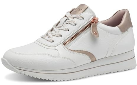 Jana Damen Sneaker flach mit Reißverschluss Vegan, Weiß (White/Rosegold), 40 EU