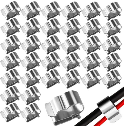 JCUGSBS 30 Stück Solarmodul Kabelclips, Solar PV Edelstahl Kabelklemmen, Anhänger Drahtclips Anhängerrahmen Drahtklemmen Solarmodul Fixierung, für Laptop Ethernet Kabel Büro(2 * 2) (A 2)