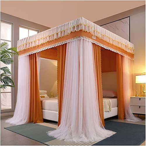 TEmkin Betthimmel, 4-Eck-Betthimmel mit Edelstahlhalterung, dekorativer Bettvorhang für Prinzessinnenzimmer, Moskitonetz für Schlafzimmer (Orange 120 x 200 x 200 cm)