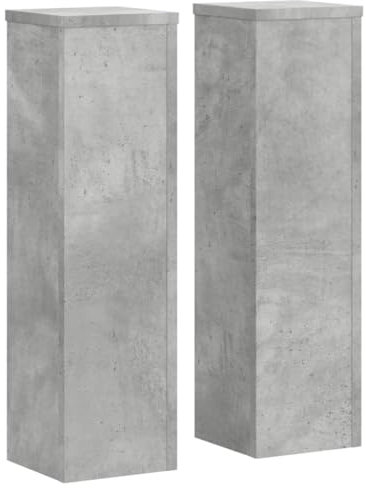 vidaXL Pflanzenständer 2 STK., Blumenständer Hohle Konstruktion, Dekosäule Podest für Pflanzen Dekoartikel, Blumenhocker Blumensäule, Betongrau Holzwerkstoff