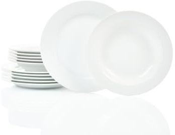 Heike Weiss Tafelservice 12-teilig, Geschirr für 6 Personen, rund Porzellan | klassisches und zeitloses weißes Tellerset für den schön gedeckten Tisch, langlebig, stilvoll und perfekt für jeden Anlass