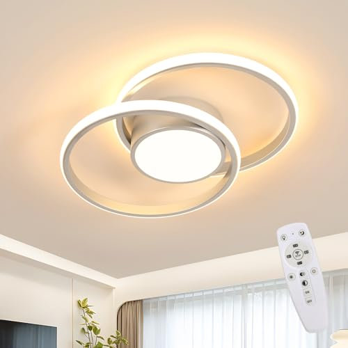 DELIPOP Plafoniera LED Soffitto, 40W 3980LM Dimmerabile Lampada da Soffitto con Telecomando/APP 3000K-6500K, Lampadario Camera da Letto per Soggiorno Cucina Corridoio Ufficio