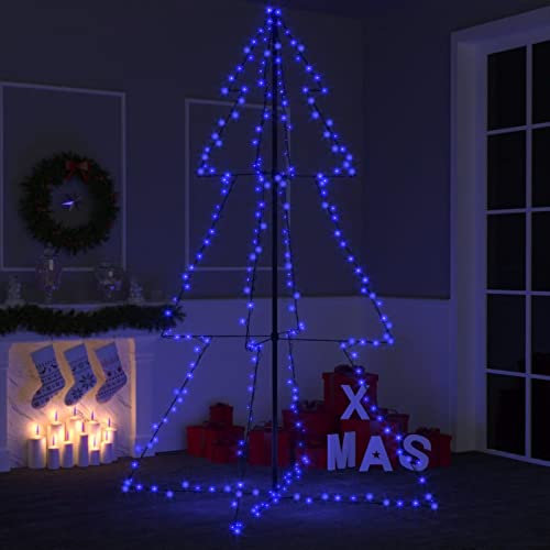 IKAYAA LED Weißnachtsbaum Aussen Kegelform Weißnachtsbaum Metall Groß Tannenbaum Lichterbaum Weißnachtsdeko Beleuchtung Außen Beleuchtet-Blau-180 x 118 cm