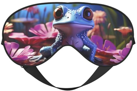 Bunte Schlafmaske mit Frosch unter Blumen, Augenmasken zum Schlafen, doppelseitig, Schlafmasken für Damen und Herren, Verdunkelung, Augenabdeckungen zum Schlafen, Reisen