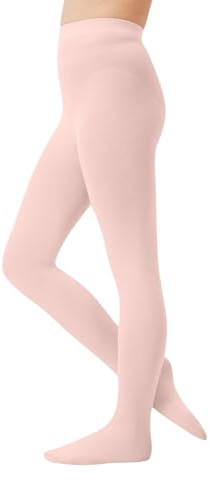CozyWow Collant 80 denari per ragazze con piede pieno, collant da danza per scuola e balletto, per bambini dai 4 anni ai 12 anni, morbido e opaco, Rosa, 8-10 Anni