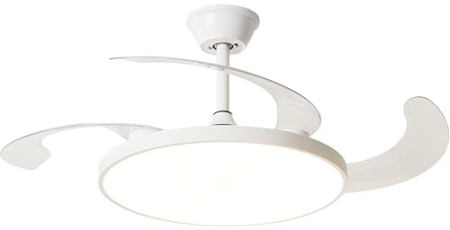 LXTEDJ LED Ventilador Techo con Luz, Ventilador Techo con Luz y Mando a Distancia Moderno Lámpara Ventilador Techo Sin Aspas 6 Velocidade Reversible Silencioso para Dormitorio Salon Cocina 42W-White