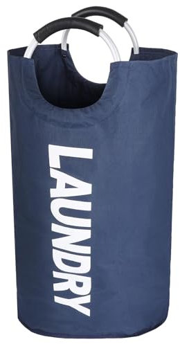 Paniers à linge pliable, 90L Panier à Linge avec poignée, Sac à Linge en Tissu Oxford, Panier Linge Sale Bac Linge Sale, Corbeille à Linge portable, trieur à linge (bleu)