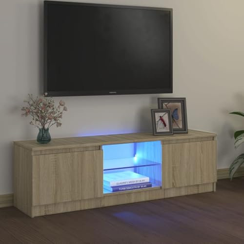 UJCHVHN Artikel-TV-Schrank mit LED-Leuchten Sonoma Eiche 120x30x35,5 cm Entertainment Center & TV-Ständer