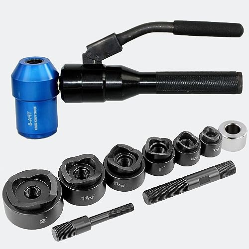 Hydraulic Knockout Punch Driver Tool Kit - 22.5mm to 61.5mm Electrical Conduit Hole Cutter Set with 6 Dies for Metal Sheet Punching, Complete KO Tool Kit TPA-8