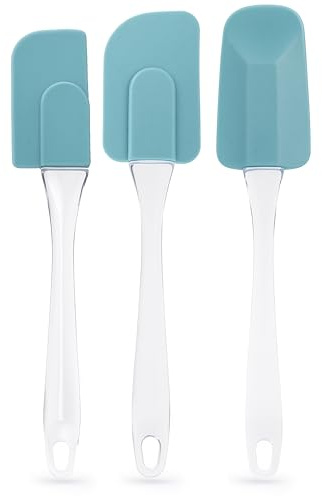 SOL 3pk Rectangular Silicone Spatula Set - Heat Resistant Baking Utensils | Flexible non stick scrapers keep shape while cooking, for baking, mixing and serving in bowls and pans
