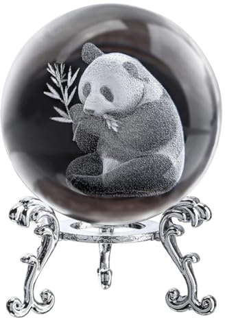 Asyduey 3D-Lasergravierte Sternenkristall-Kugelfigur, 60 mm Große Glaskugel, Briefbeschwerer mit Ständer, Kunst, Basteln, Langlebig, Einfache Installation