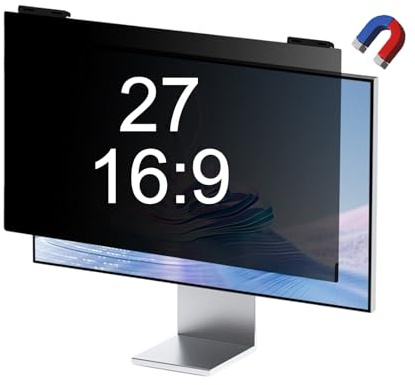 Magnetischer Computer-Blickschutzfilter 27 Zoll, abnehmbarer hängender Sichtschutz, blendfreie Blaustrahlreduzierung - Kompatibel mit Monitoren mit schlanker Lünette