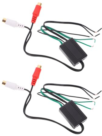 SEWACC 2pcs Line Output Converter Audio Adapter for Car Speaker Wire Connectors High to Low Signal Converter with Volume Control for Home and Vehicle Audio Systems