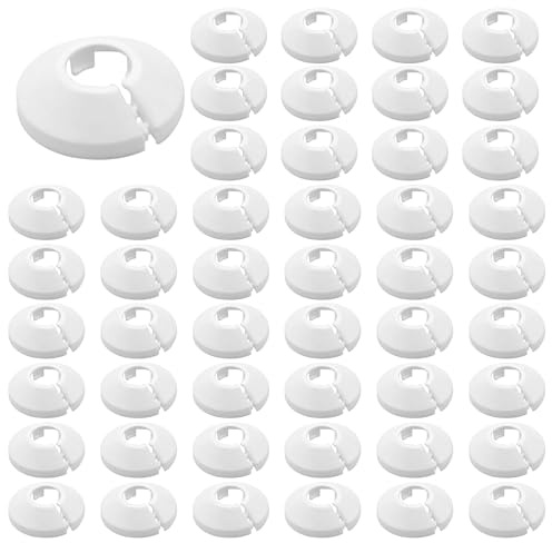 48Pcs Heizungsrohr Rosette Heizkörper Rosetten für Heizkörperrohre Heizungsrohr Abdeckung Heizungsrohr Boden Heizkörperrosette Heizrohr Rosett-e für Wasserleitungen, Gasleitungen Heizungsrohre (16mm)