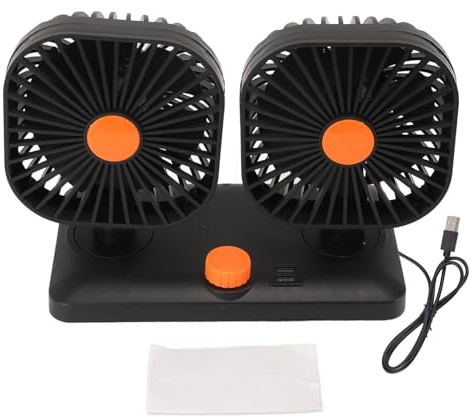 Cygmophing Ventilateur de voiture USB à double tête, silencieux, Portable, 12V, 24V, refroidissement automatique, pour véhicules, usage domestique, chambre à coucher