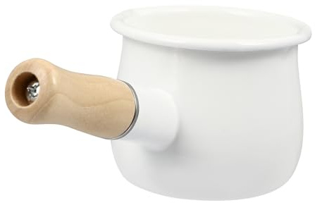 Toyvian Olla de Leche Esmaltada Japonesa Pequeña 14 Cm Multifuncional de Acero Grueso para Cocinar Sopa, Salsa y Comida para Bebés, Vaporera Práctica para Utensilios de Cocina